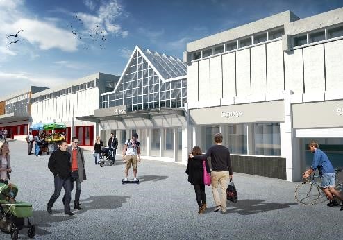 Image shows the artist impression of The Cornbow redevelopment on Hagley Mall.