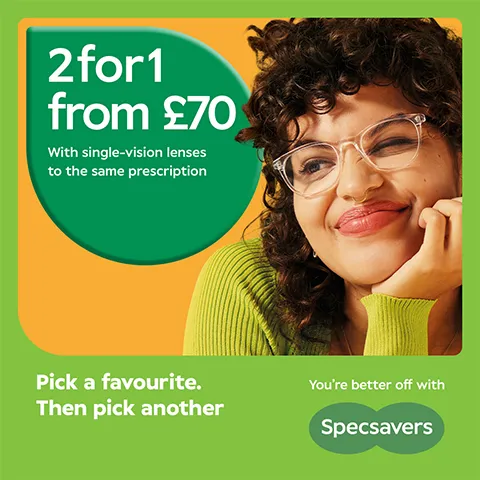 Specsavers 2 for 1 offer from £70